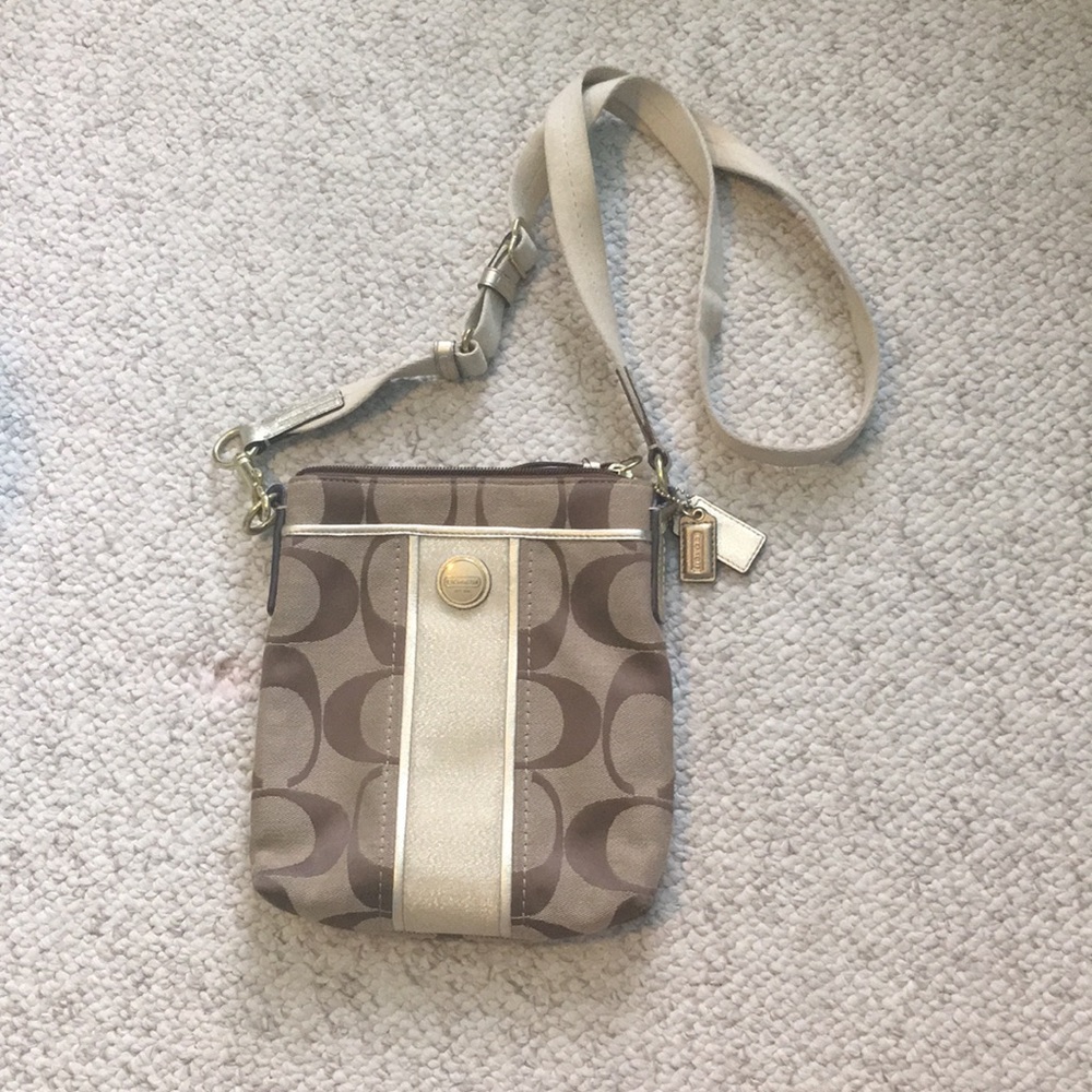 Gold coach messenger bag